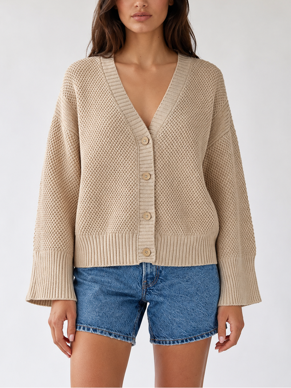 Wispr Pointelle Stitch Detail Cardi