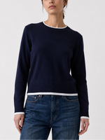 Wispr Double Contrast Trim Crew Neck Sweater