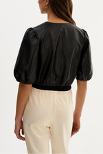 Lamarque Franka Balloon Sleeve Leather Blouse