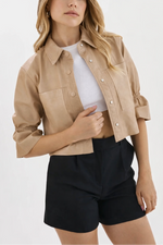 Lamarque Carolina Ruffle Sleeve Leather Jacket