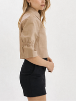 Lamarque Carolina Ruffle Sleeve Leather Jacket