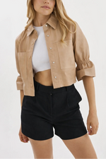 Lamarque Carolina Ruffle Sleeve Leather Jacket