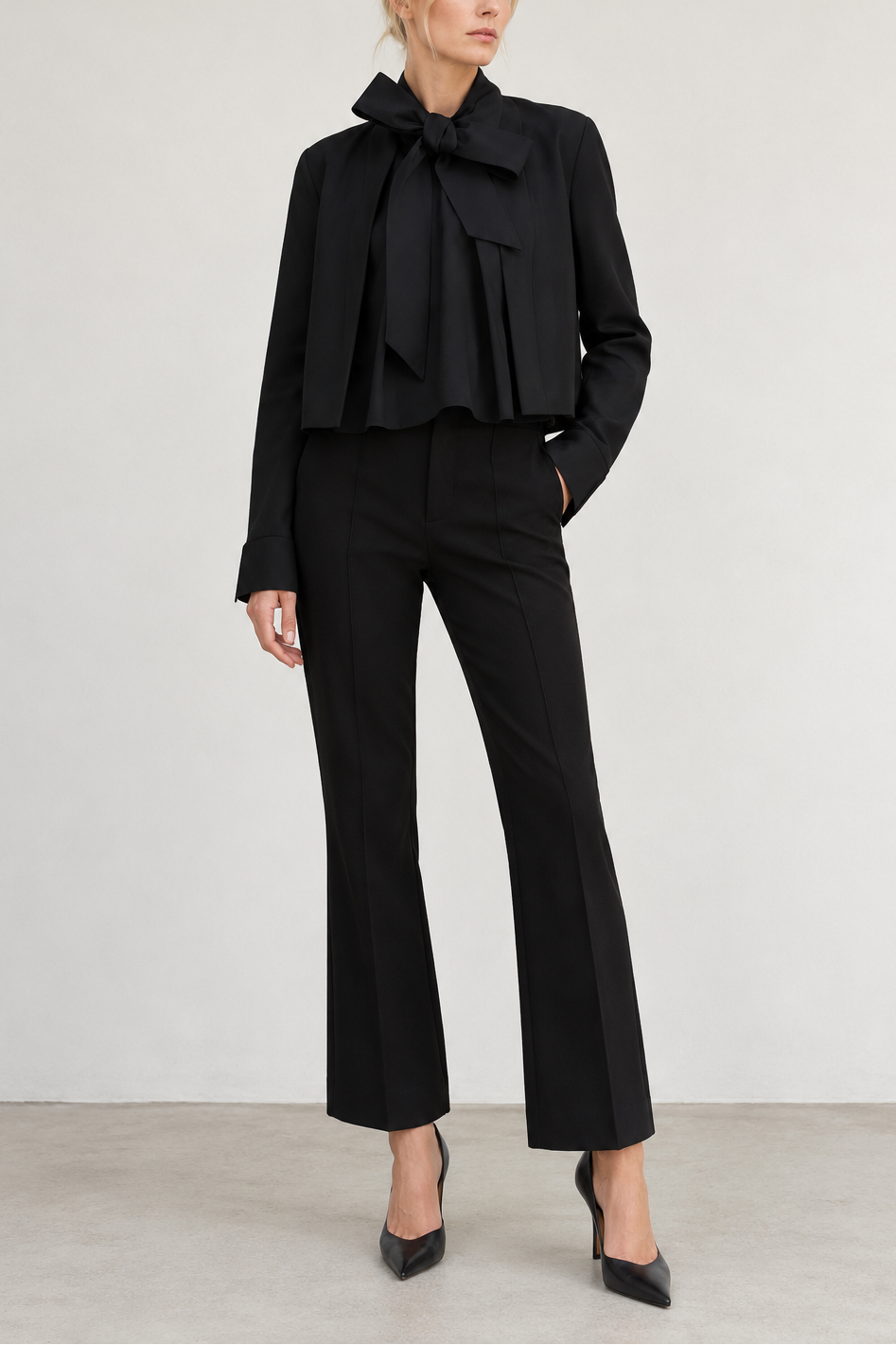 Derek Lam Cotton Poplin Raglan Sleeve Tie Neck Blouse