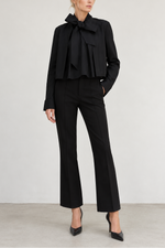 Derek Lam Cotton Poplin Raglan Sleeve Tie Neck Blouse