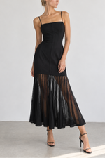 RVN Cira Hourglass Sheer-Hem Dress