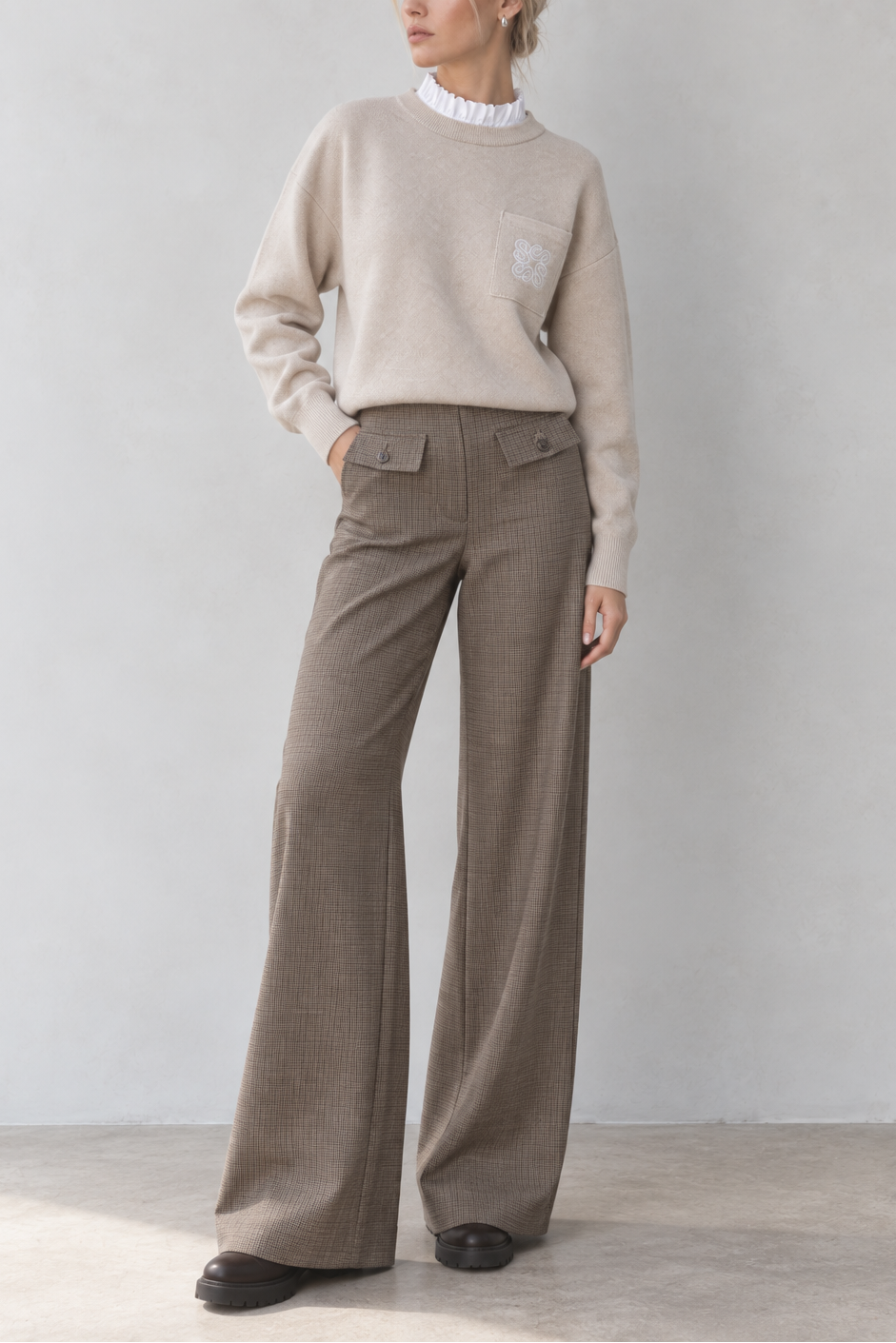 Suncoo Pacol Ruffle Collar Top