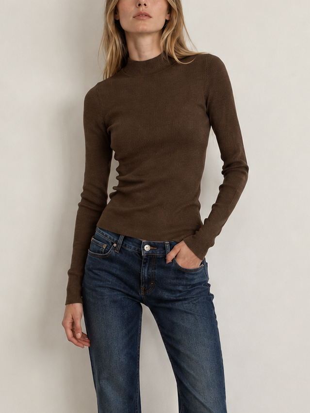 Saint Art Xavier Ribbed Mock Neck Sweater