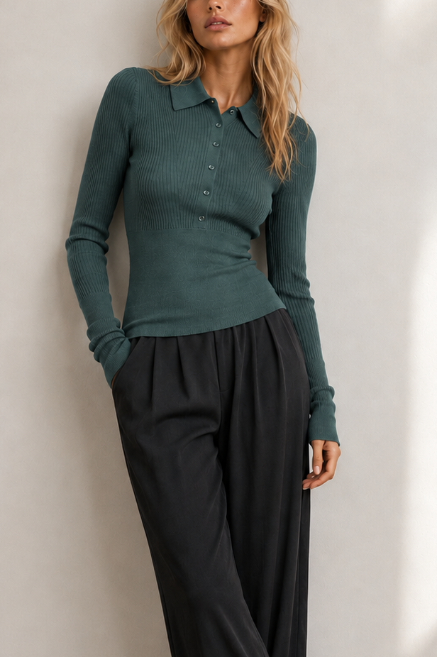 Saint Art Cillian Rib Polo Sweater