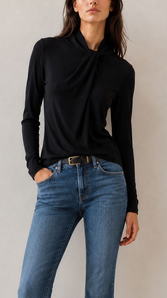Majestic Filatures Soft Touch L\S Twist Neck Top