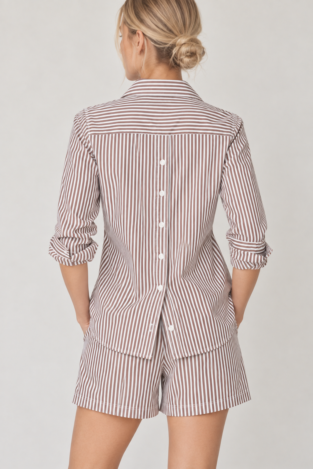 Stateside TS Spring Stripe Poplin Double Placket Shirt