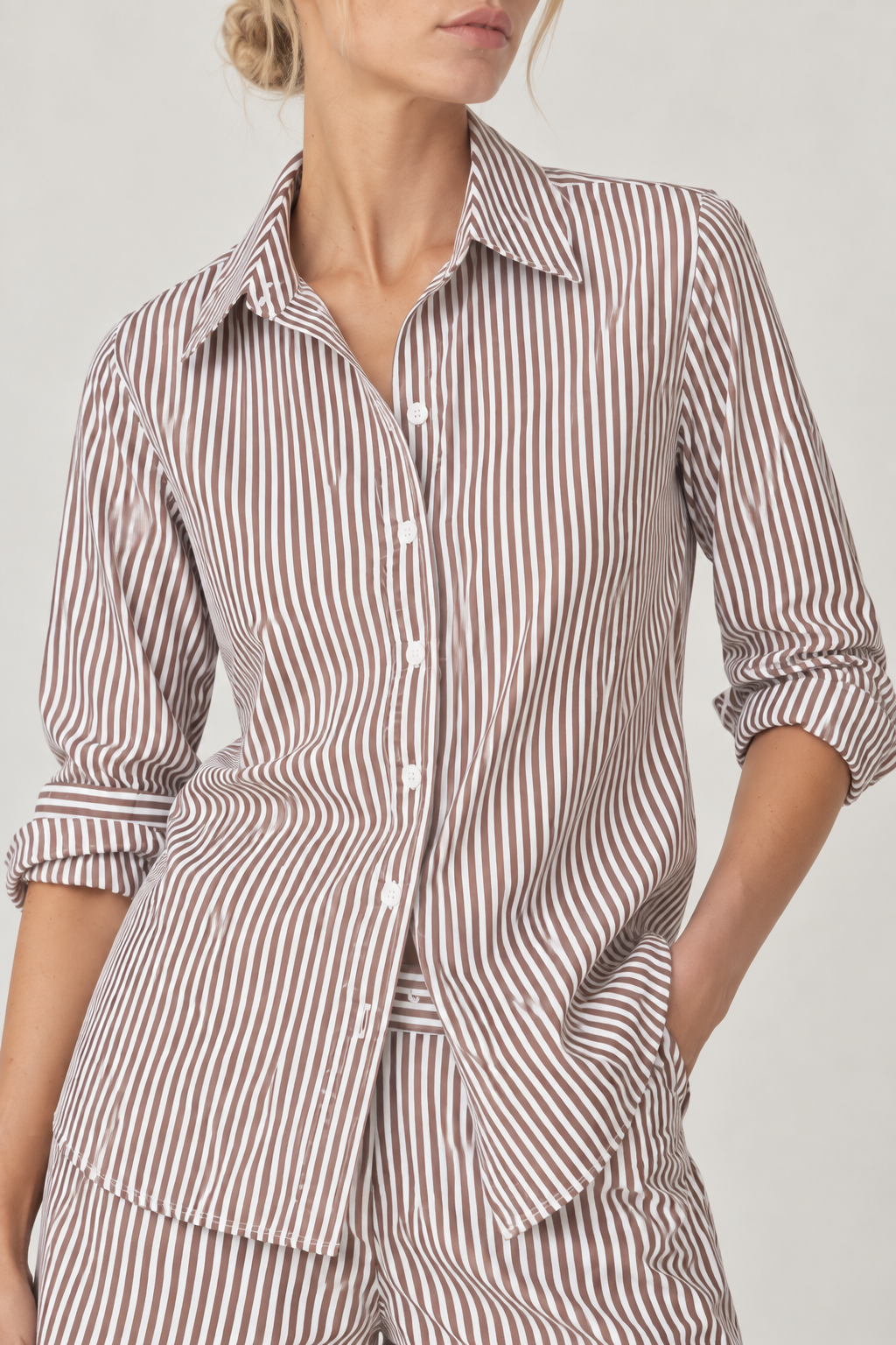 Stateside TS Spring Stripe Poplin Double Placket Shirt