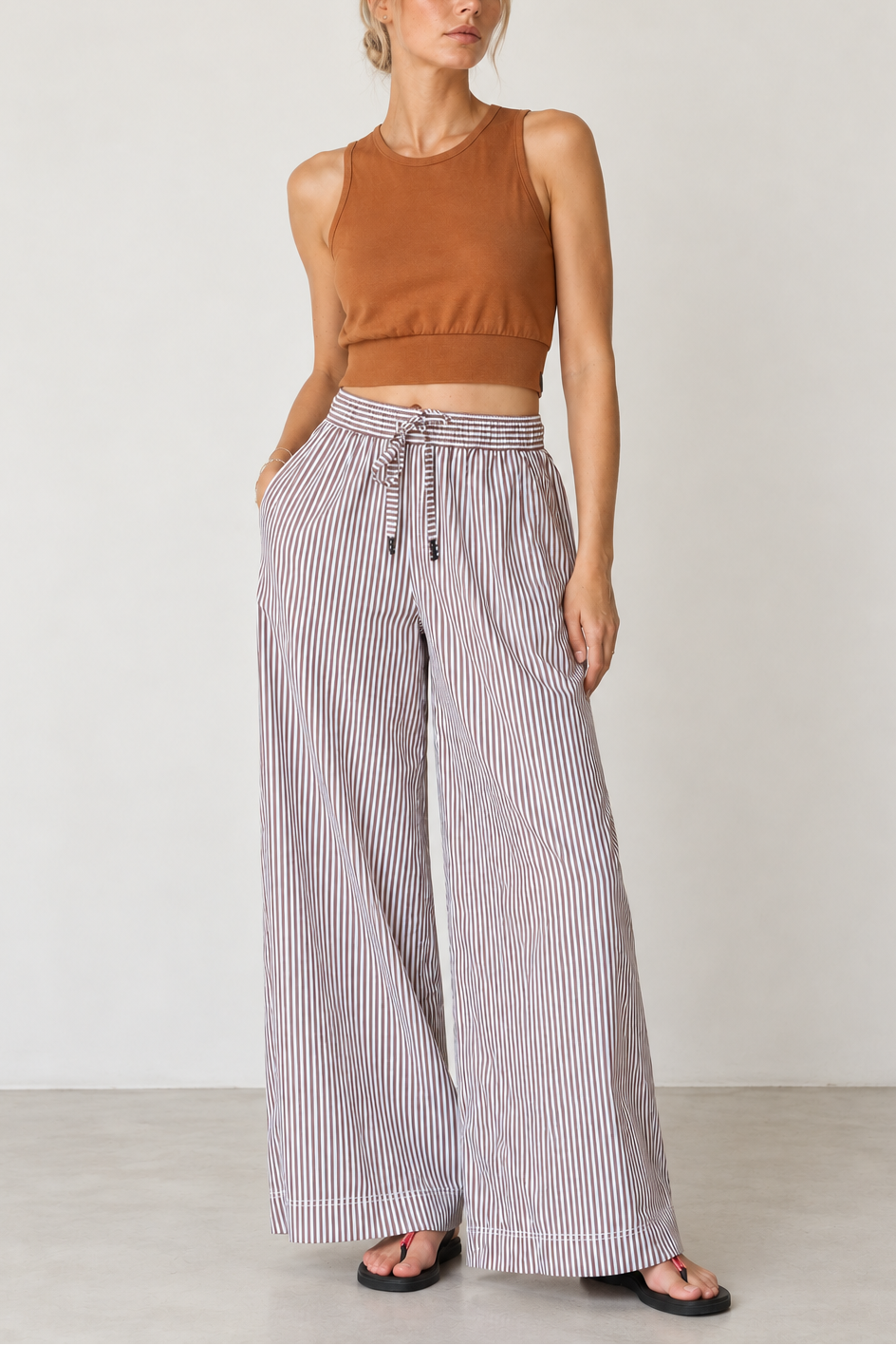 Stateside TS Spring Stripe Poplin Wide Leg Trouser