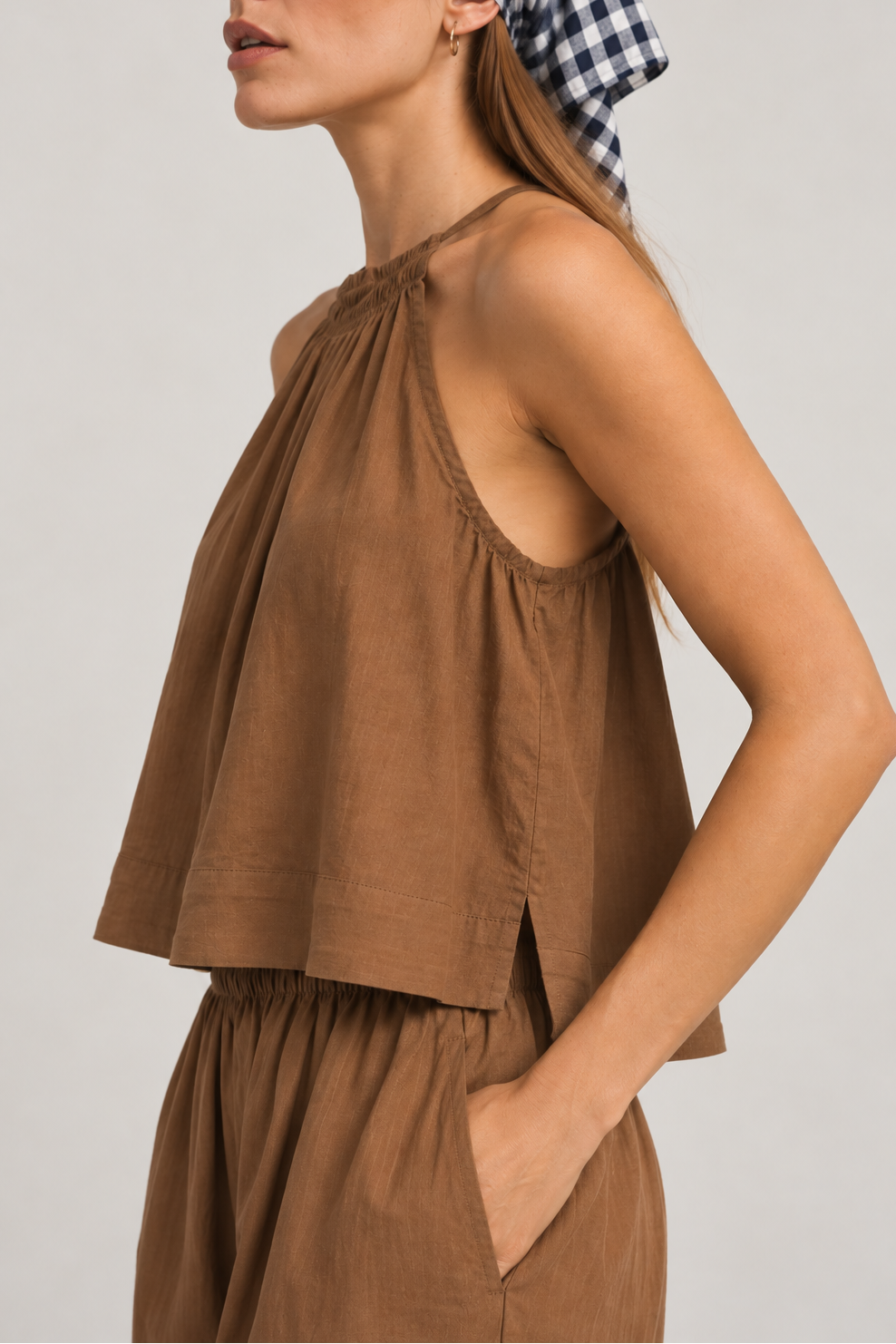 Stateside TS Linen Smocked Halter Top
