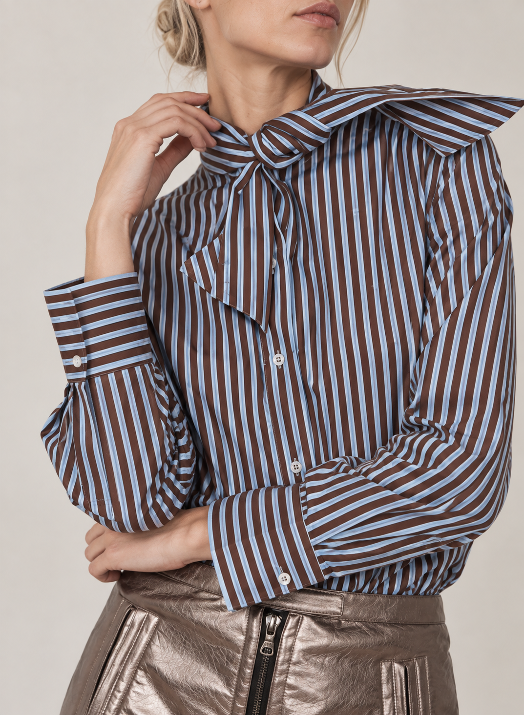LAFATA The Tie Neck Shirt