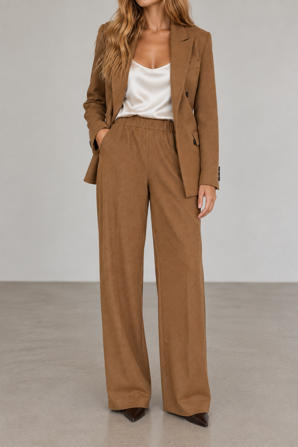 Circolo Wide Leg Wool Blend Pant