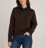 Naadam Cashmino Denim Mixed Media Polo