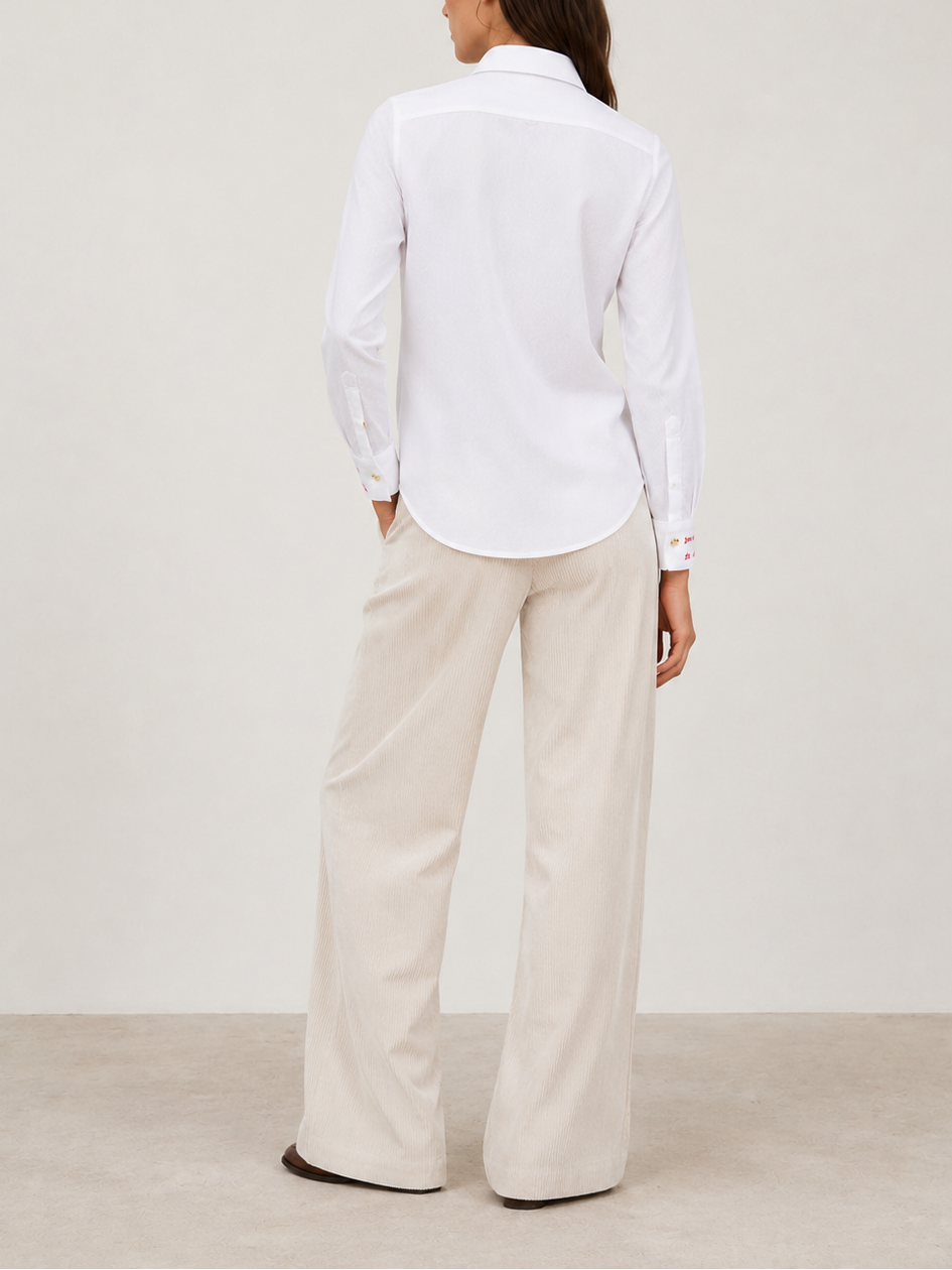 Vilagallo Herringbone Shirt With Heart Embroidery