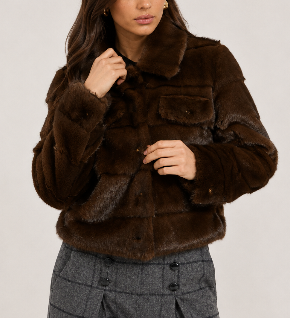 Vilagallo Short Faux Fur Jacket