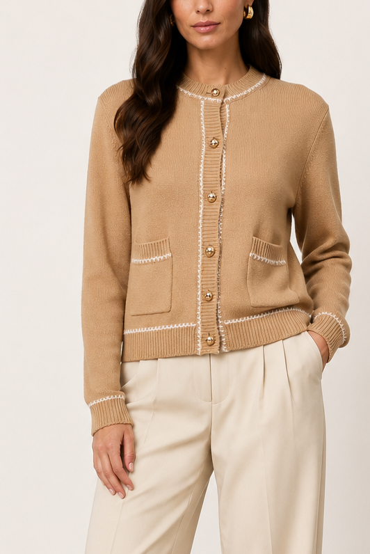 Allude Wool Blend Carigan With Stitching