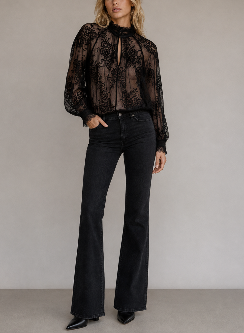 Ottodame Lace Mockneck Blouse