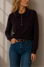 Allude Wool/Cashmere Ruffle Polo