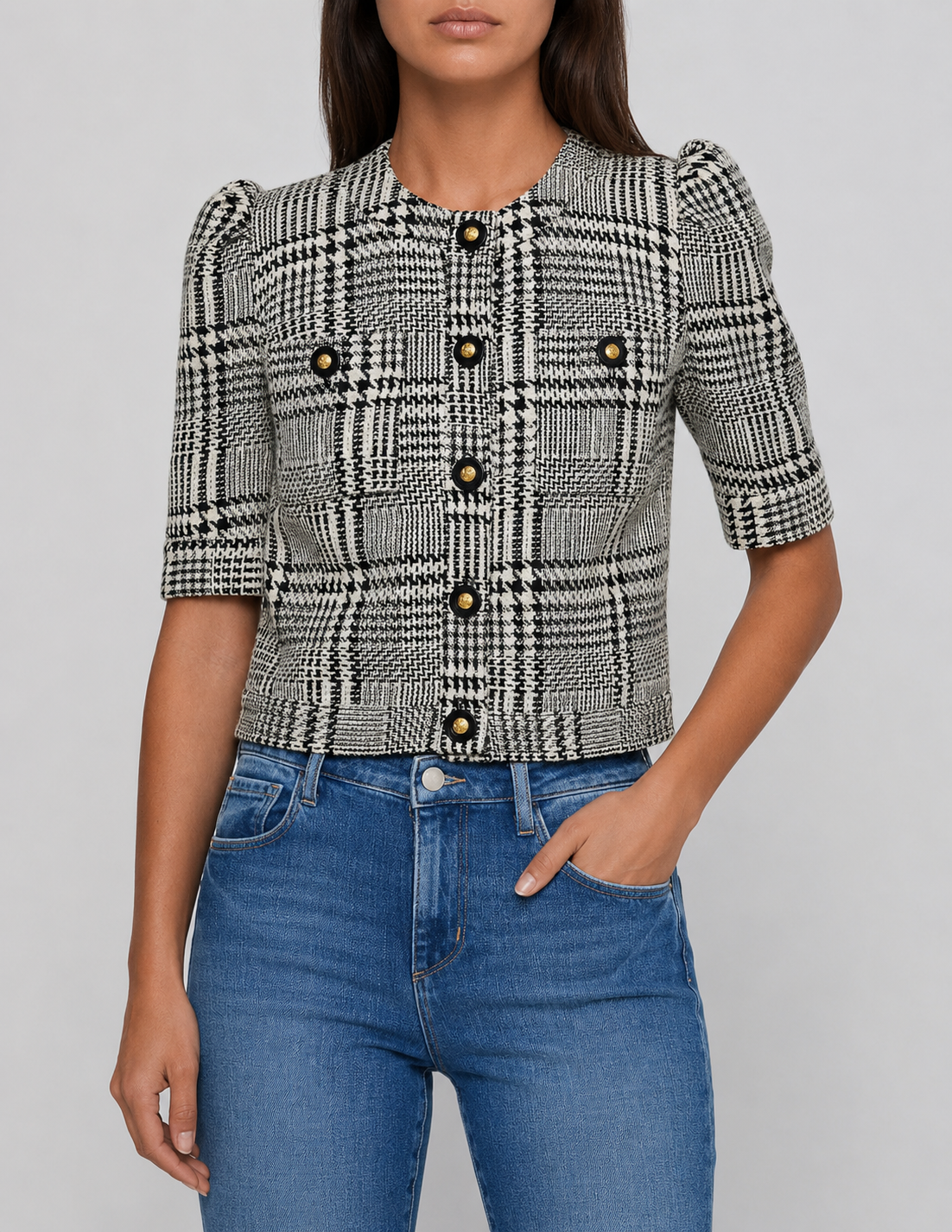 Lagence Allegra Short Sleeve Cropped Jacket