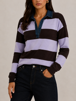 J.Society Denim Collar Stripe Polo Shirt