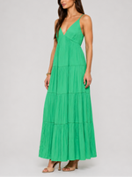 Lagence TS Lua Tiered Satin Maxi Dress