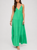 Lagence TS Lua Tiered Satin Maxi Dress