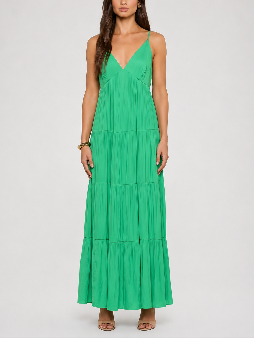 Lagence TS Lua Tiered Satin Maxi Dress