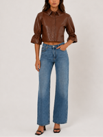 Lamarque Carolina Ruffle Sleeve Leather Jacket