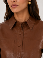 Lamarque Carolina Ruffle Sleeve Leather Jacket