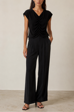 Stateside TS Ruched V-Neck Cap Sleeve Top