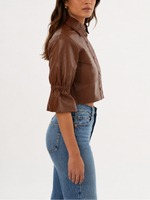 Lamarque Carolina Ruffle Sleeve Leather Jacket