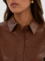 Lamarque Carolina Ruffle Sleeve Leather Jacket
