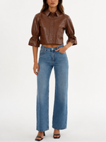 Lamarque Carolina Ruffle Sleeve Leather Jacket