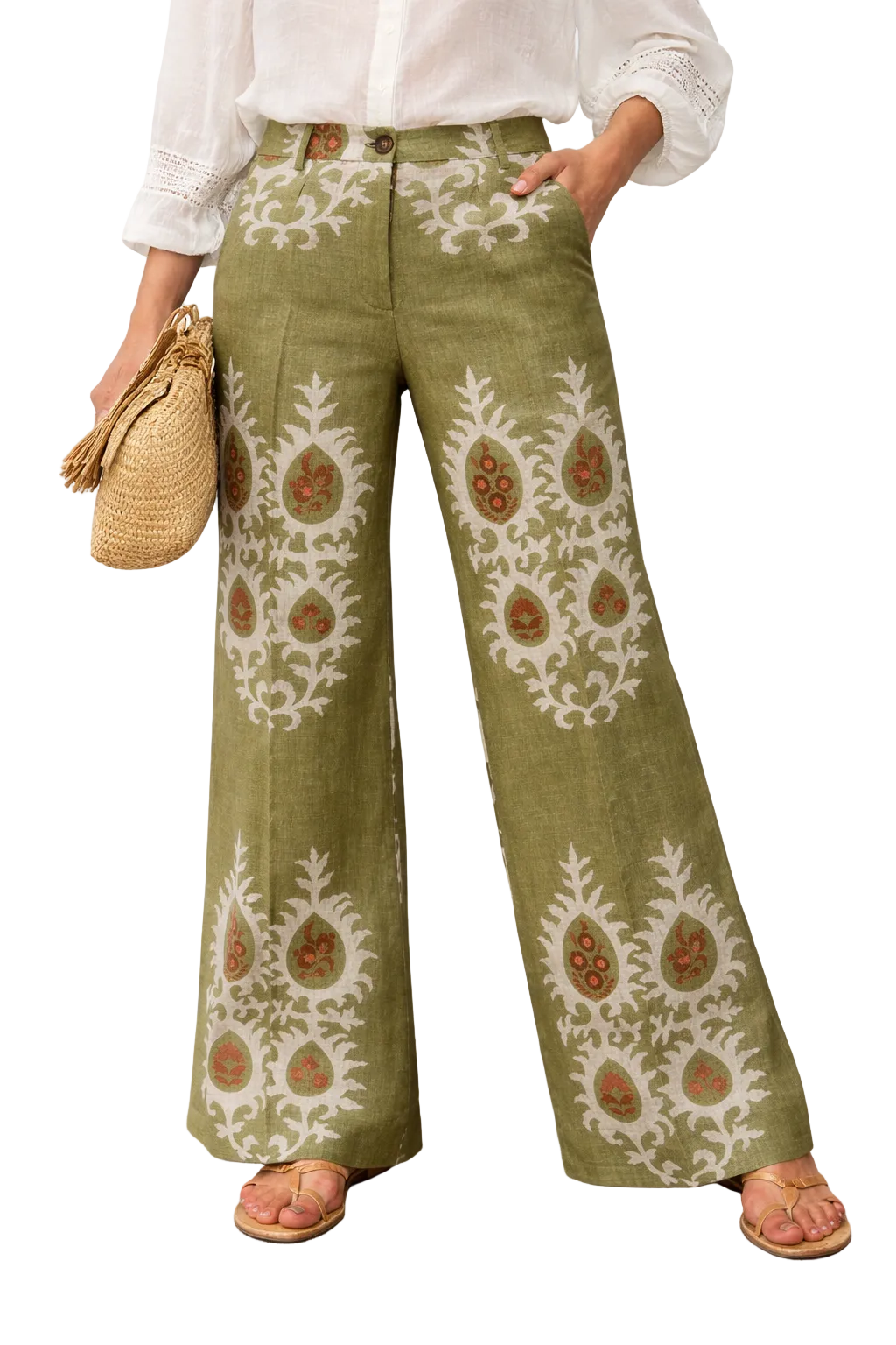 Bazar Deluxe Printed Linen Palazzo Trouser
