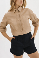 Lamarque Carolina Ruffle Sleeve Leather Jacket