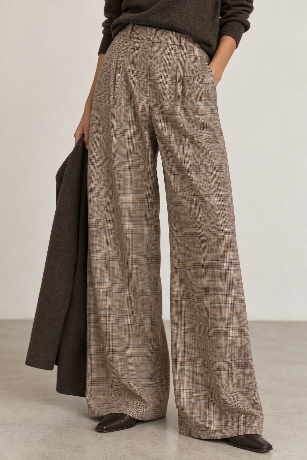 Circolo Check Patten Pleated Trousers
