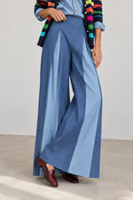 Vilagallo Tencel Denim Palazzo Trousers