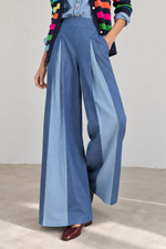 Vilagallo Tencel Denim Palazzo Trousers