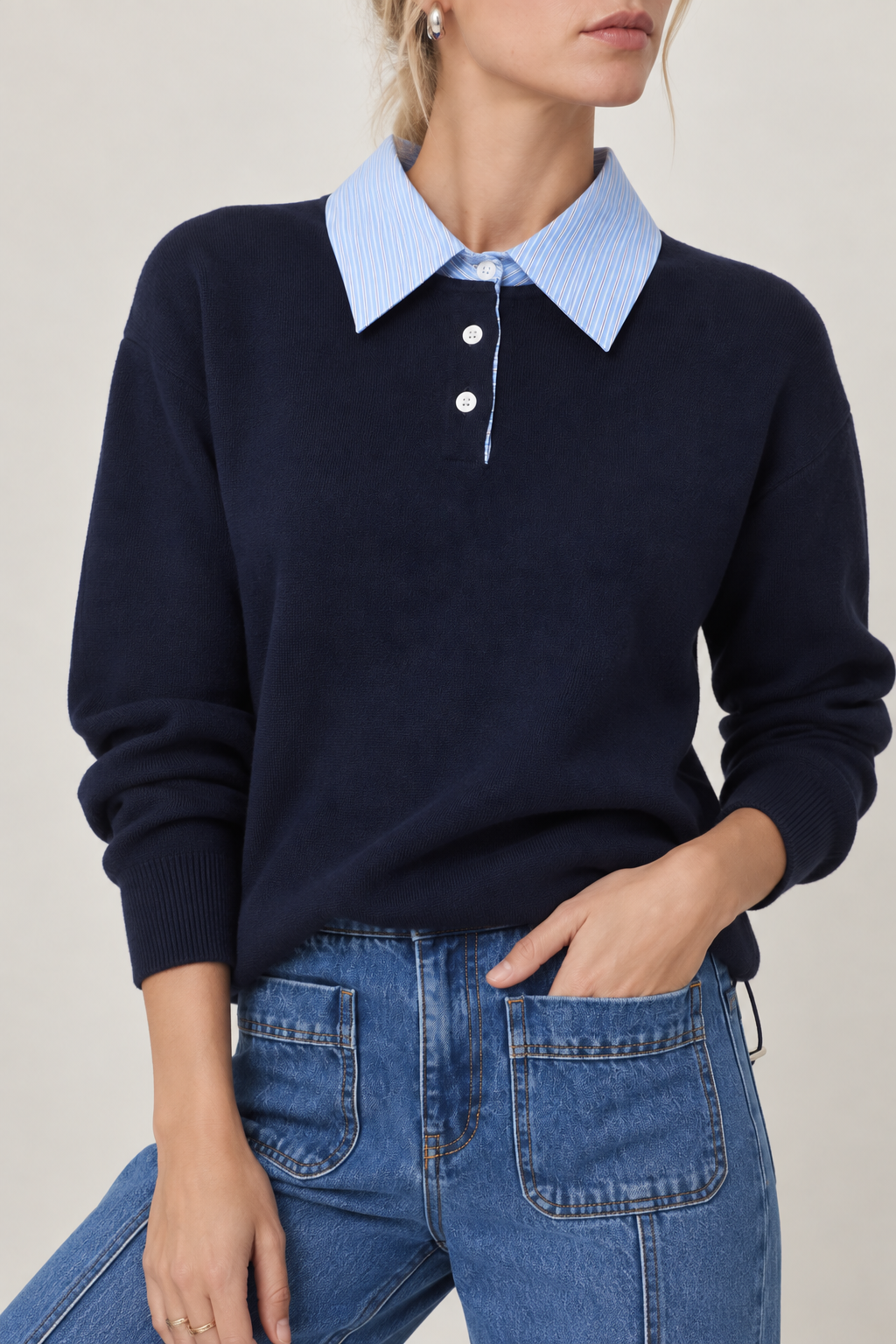 Suncoo Paulin Two Tone Polo Sweater