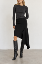 Essentiel Draped Asymmetrical Ruffle MidI Skirt