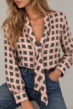 Smythe V-Neck Tie Blouse