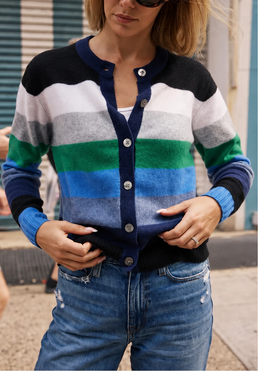 Collaboration TS Penny Cashmere Striped Cardigan