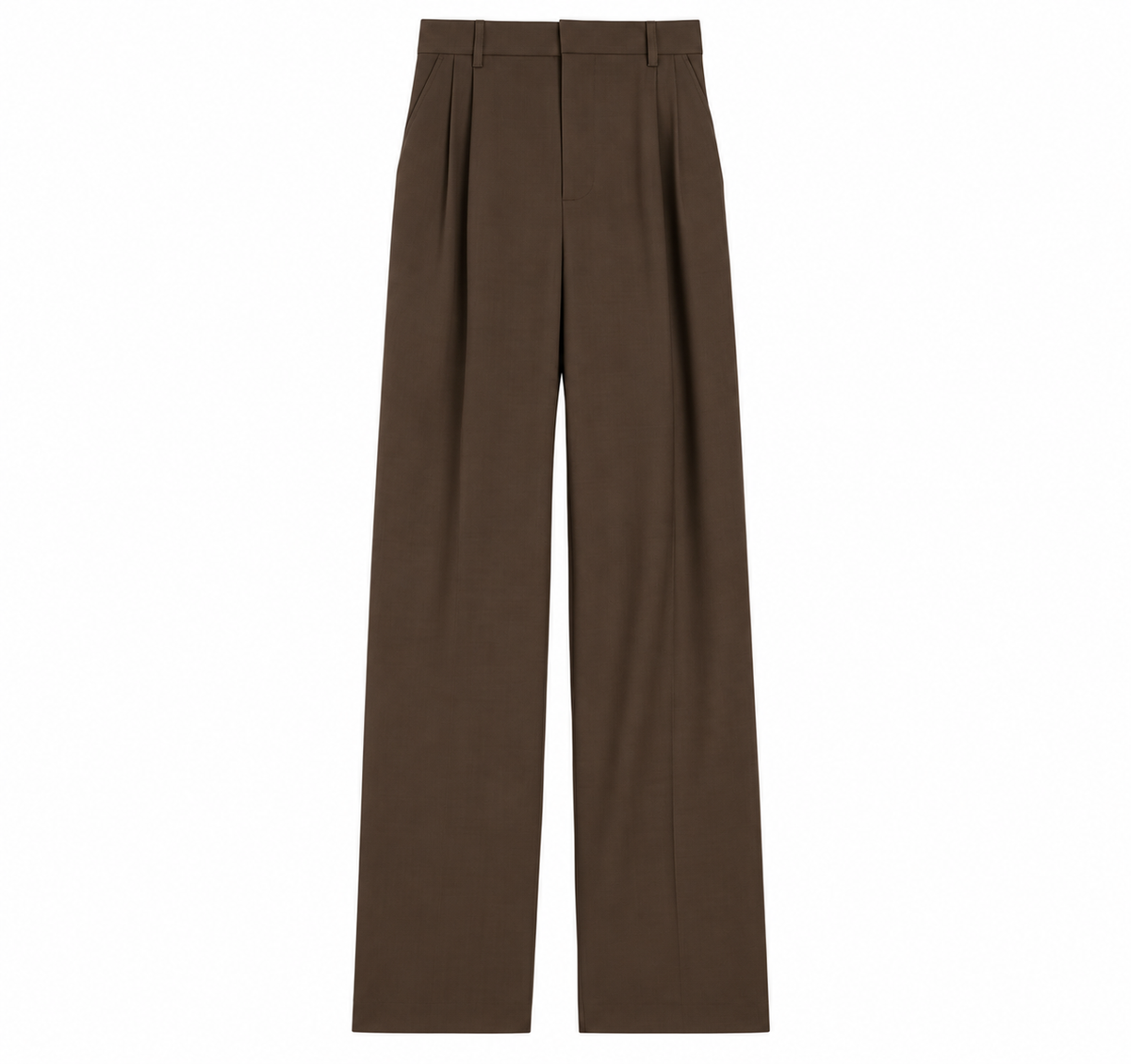 Derek Lam Crosshatch Stretch Twill Suiting Double Pleat Wide Leg Pant