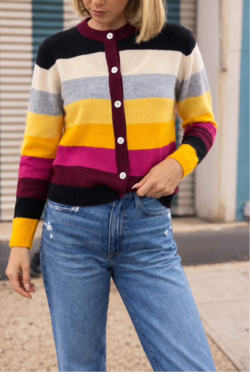 Collaboration TS Penny Cashmere Striped Cardigan
