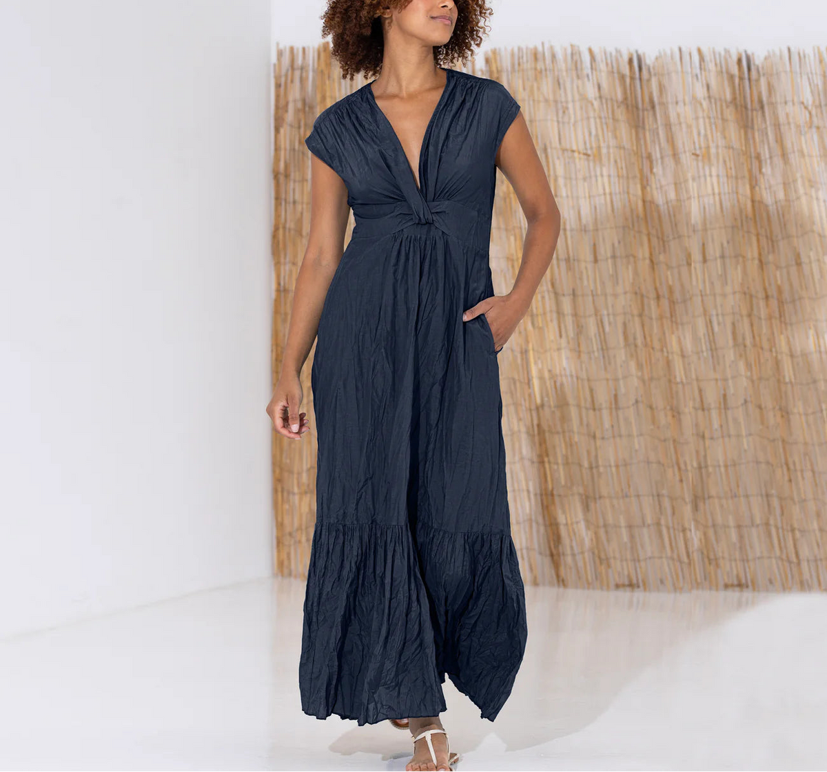 Go Silk Go Crinkle Cut Twist Dress