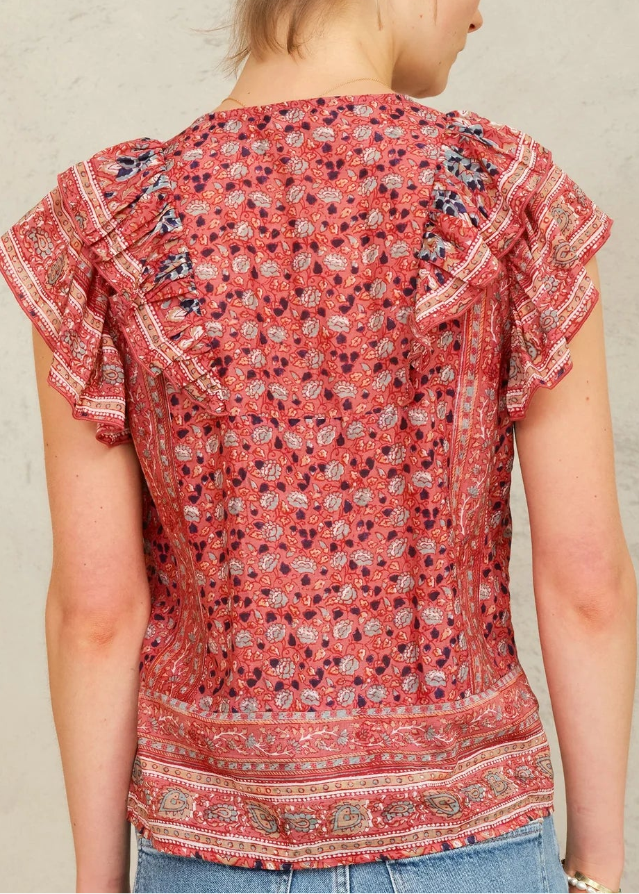 M.A.B.E Darla Print Frill S\S Top