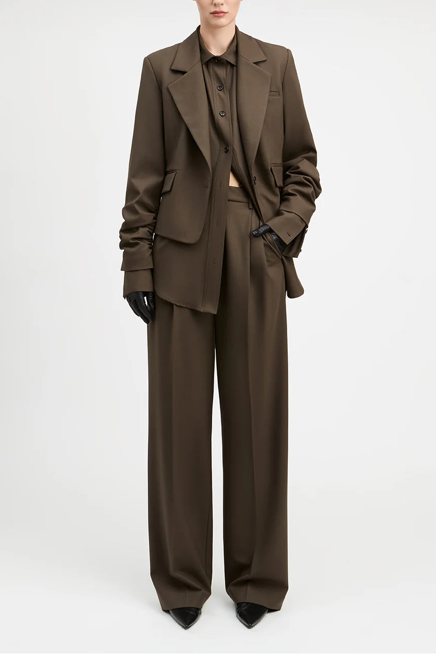 Derek Lam Crosshatch Stretch Single Breasted Blazer